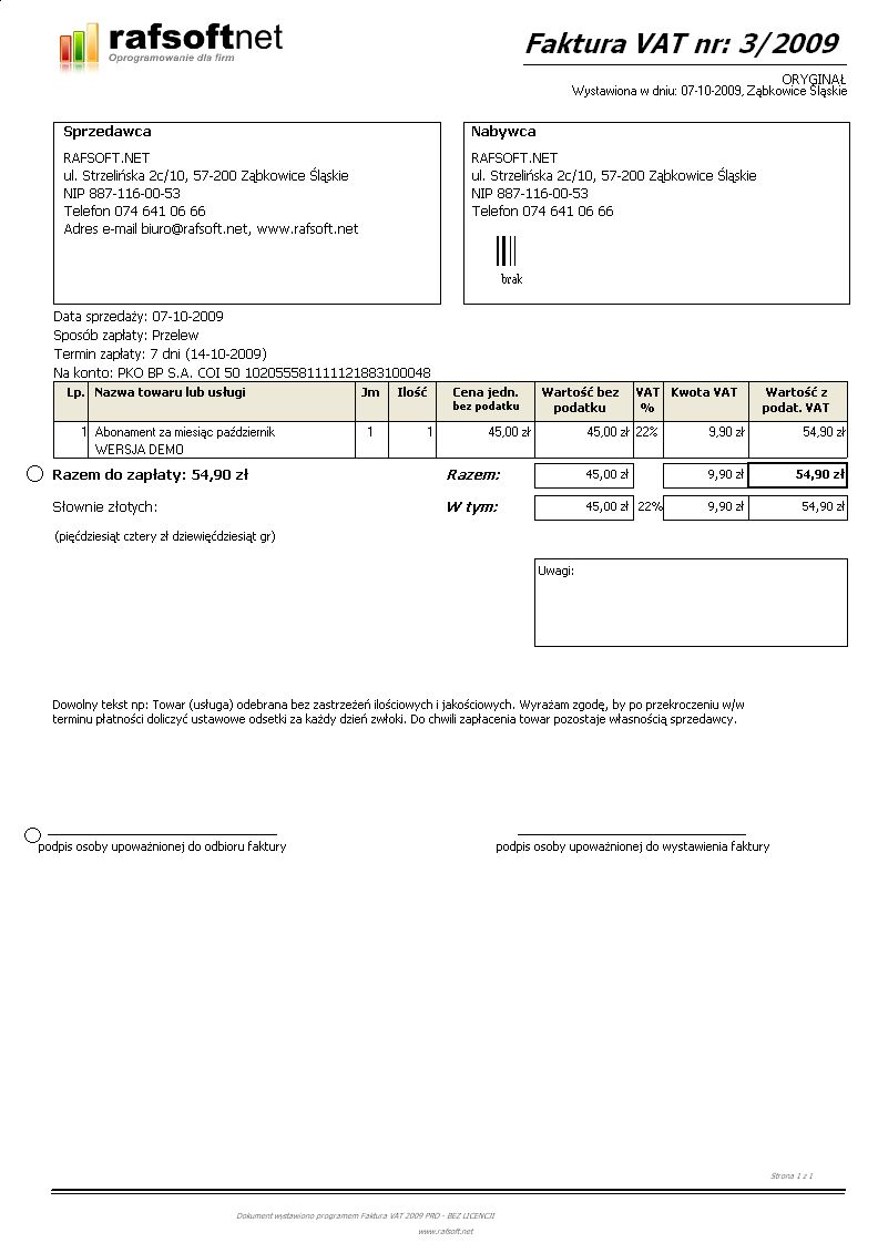Faktura VAT 2012 START - program do fakturowania
