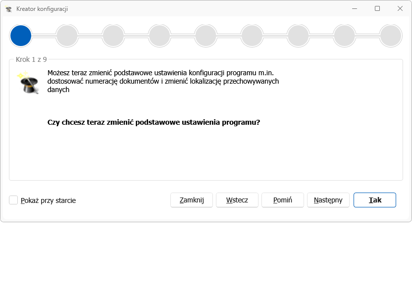 Pierwsze uruchomienie i kreator konfiguracji - Faktura VAT 2027
