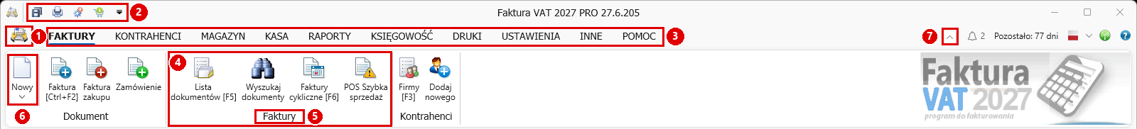 Pasek narzędziowy (wstążka) - Faktura VAT 2027
