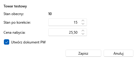 Stany początkowe — rozpoczęcie pracy z magazynem - Faktura VAT 2027