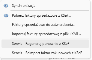 Menu KSeF na liście dokumentów - Faktura VAT 2027