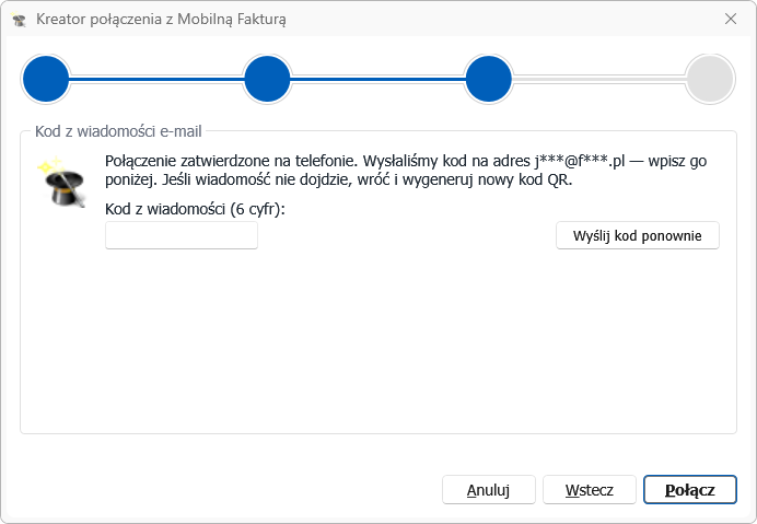 Kod z wiadomości e-mail po zatwierdzeniu na telefonie