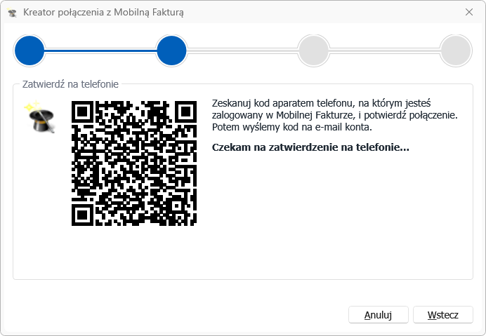 Kod QR do zatwierdzenia połączenia na telefonie