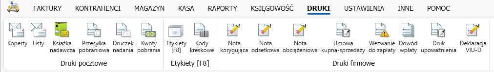 Zakładka DRUKI