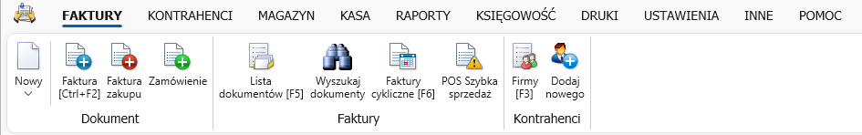 Zakładka FAKTURY
