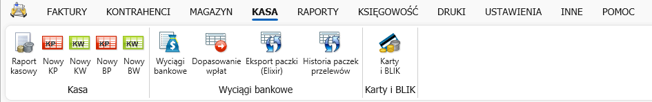 Zakładka KASA