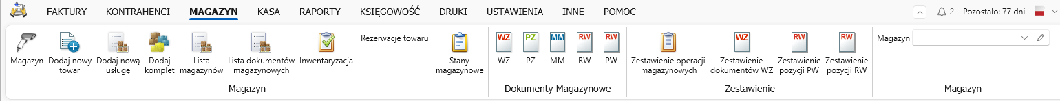 Zakładka MAGAZYN