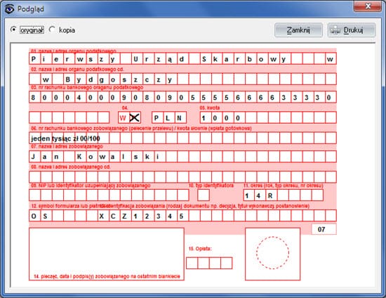 Płatności - Przelewy US - Program do generowania faktur