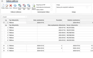 Automatyzacja fakturowania — zrzut ekranu