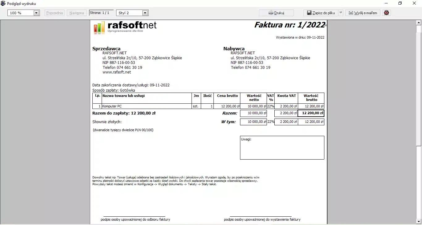 Print preview – style 2