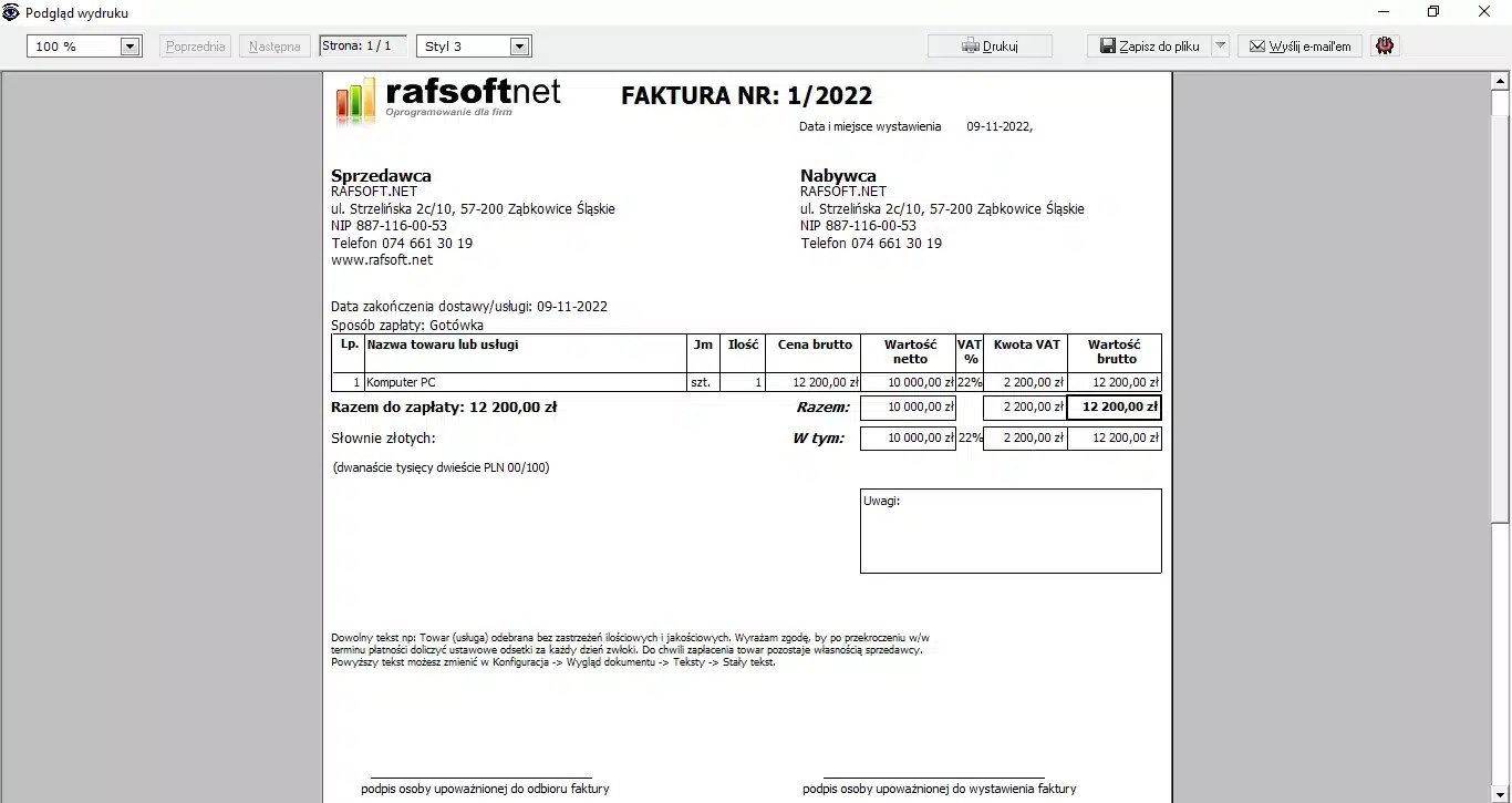 Print preview – style 3