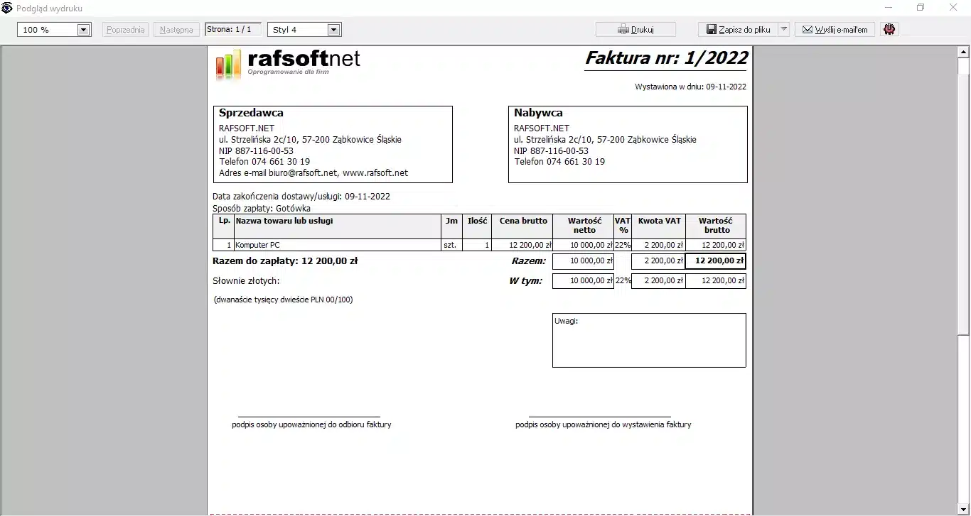 Print preview – style 4