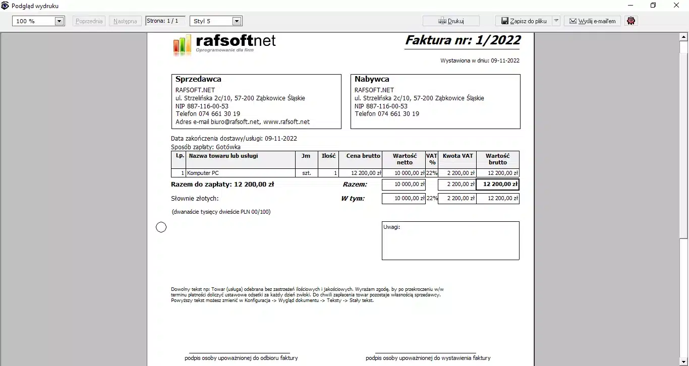 Print preview – style 5