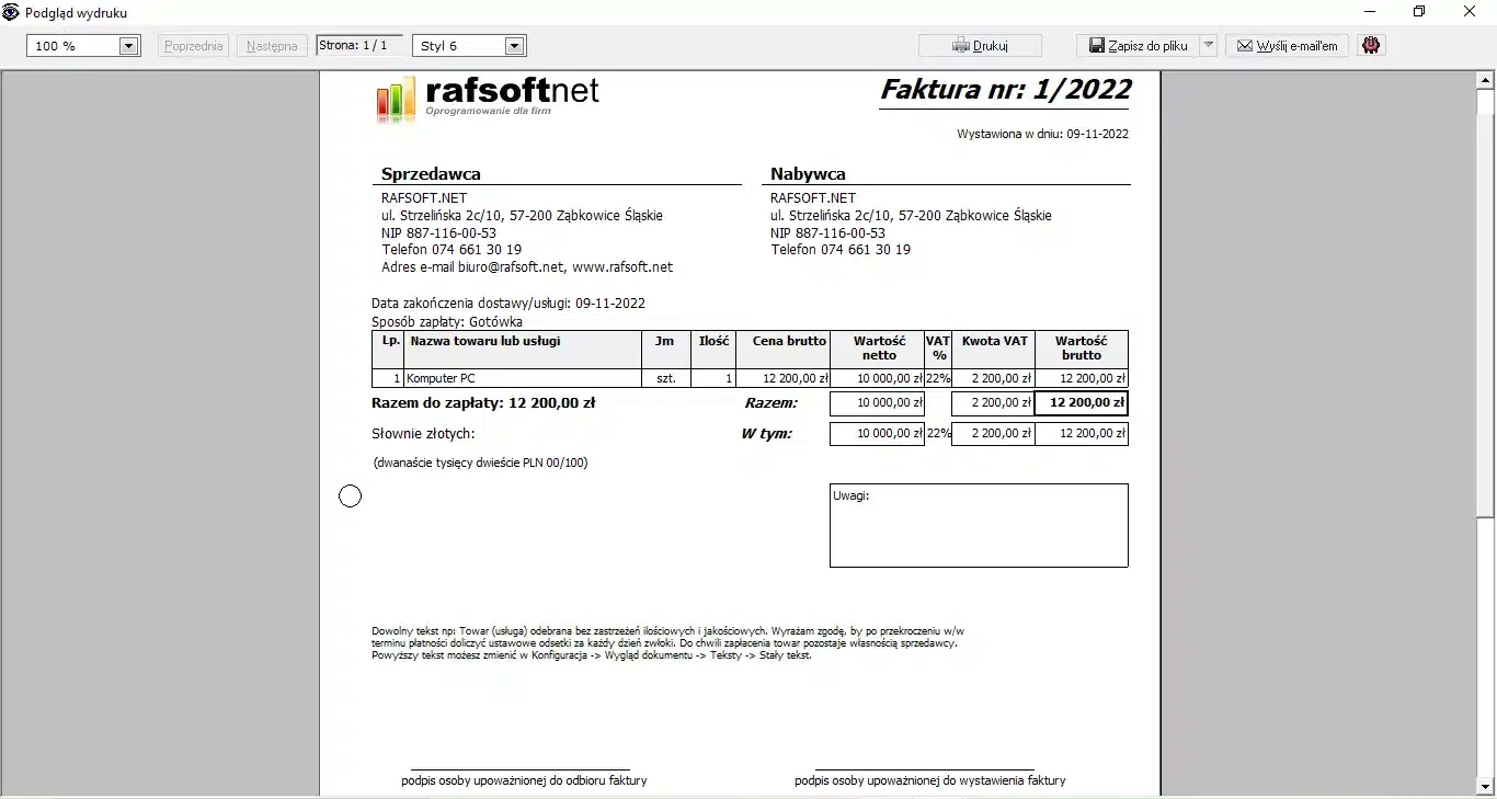 Print preview – style 6