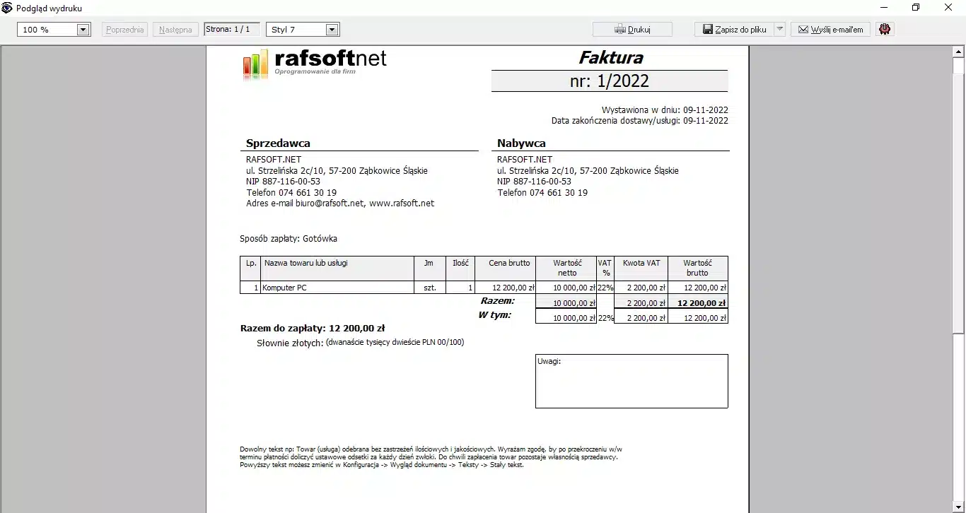 Print preview – style 7