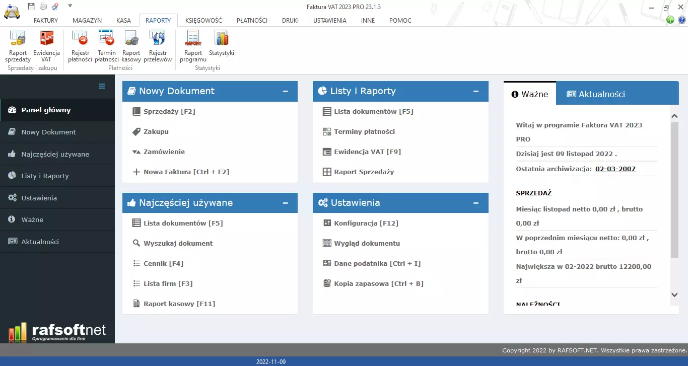 Reports – tab view