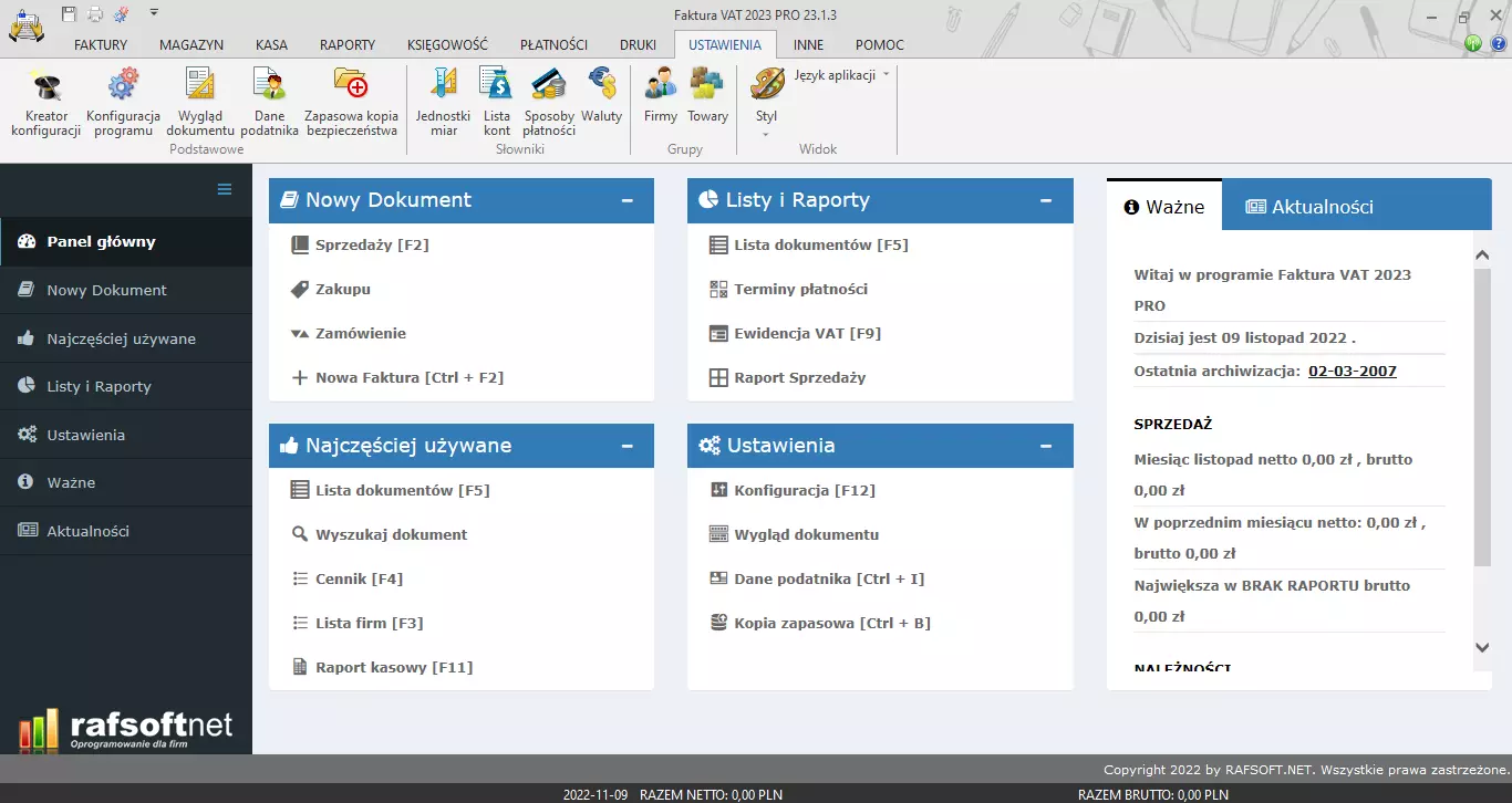 Settings – tab view