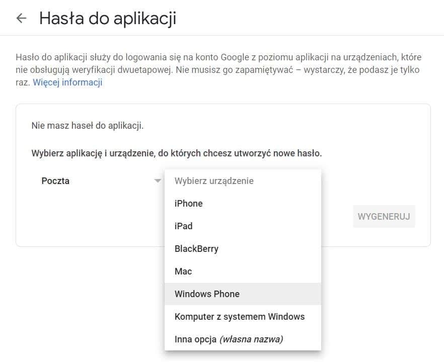 Konfiguracja poczty Gmail