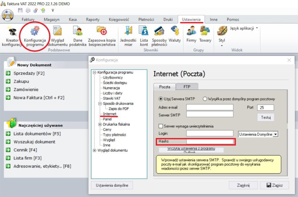 Konfiguracja poczty Gmail w programie