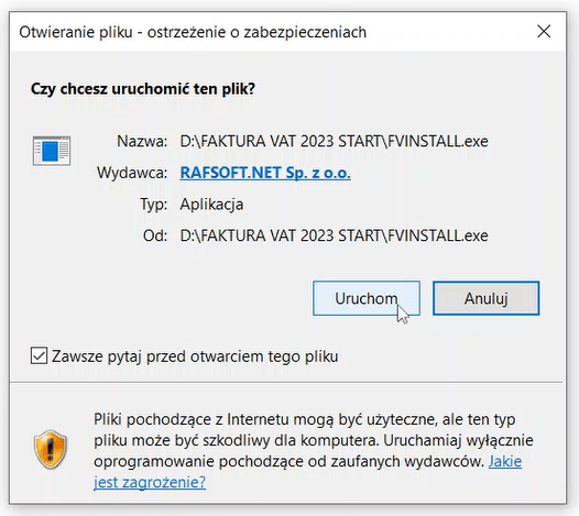 Rozpocznie się proces instalacyjny
