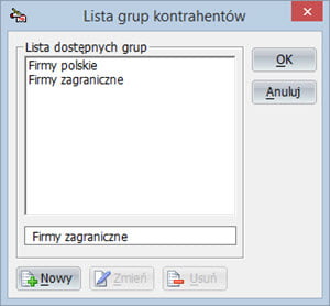 Grupy - Firmy - Program wystawianie faktur