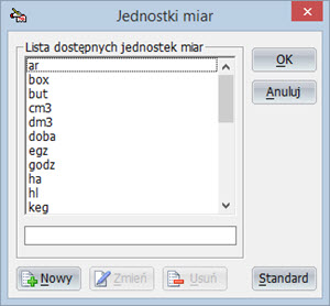 Słowniki - Jednostki miar - Program do wystawiania faktur vat