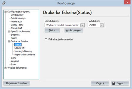 Podstawowe - Konfiguracja programu - Faktury vat oprogramowanie