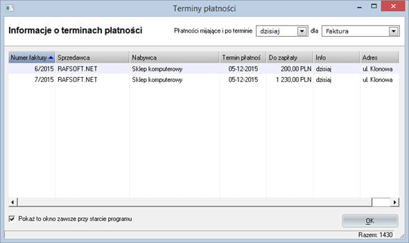 Płatności - Terminy płatności - Dobry program do faktur