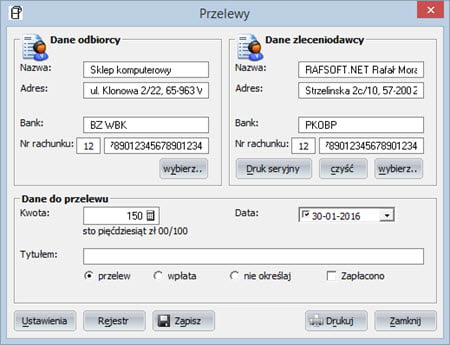 Faktury - Kontrahenci - Firmy - Faktura vat program