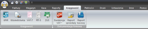 Elementy składowe programu - Pasek narzędziowy - Faktury program