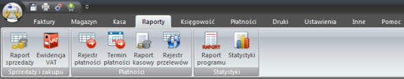 Elementy składowe programu - Pasek narzędziowy - Faktury program