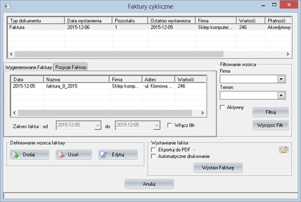 Faktury - Faktury - Faktury cykliczne - Program do faktur