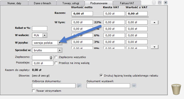 Zmiana języka drukowania - Dobry program do faktur