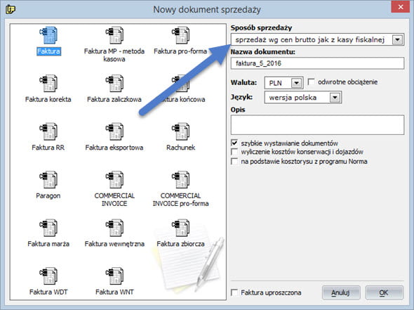 Faktury - Dokument - Nowy dokument sprzedaży - Program do faktur