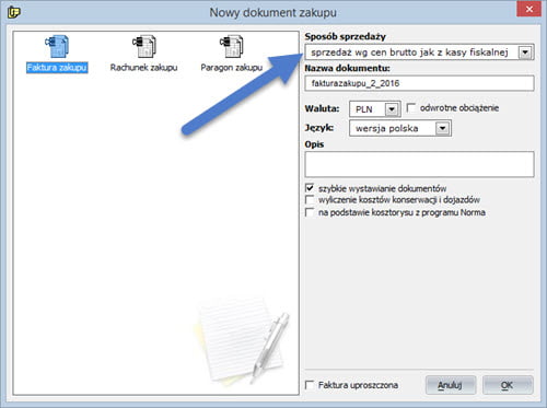 Dokument - Nowy dokument zakupu - Program do wypisywania faktur