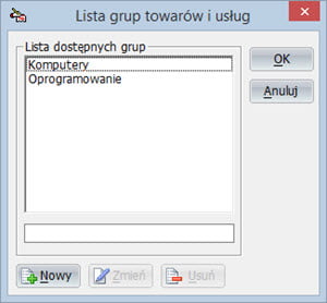 Nazwy grup - Program do faktury