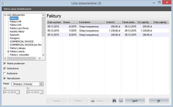 Faktury - Faktury - Lista dokumentów - Program wystawianie faktur