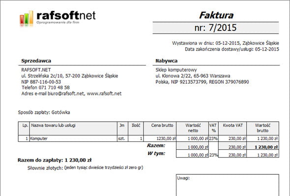 Rejestr płatności - Program do wypisywania faktur