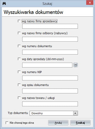 Wyszukiwanie dokumentów - Program do fv