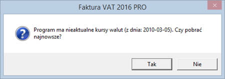 Kursy walut - Program faktury