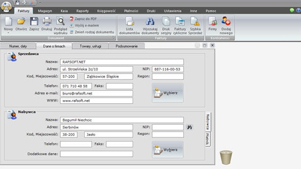 Creating an advance and final invoice - Invoice program