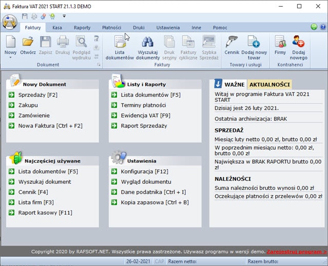 Faktura VAT - program do wystawiania faktur w wersji START