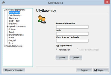 Podstawowe - Konfiguracja programu - Program do faktur vat