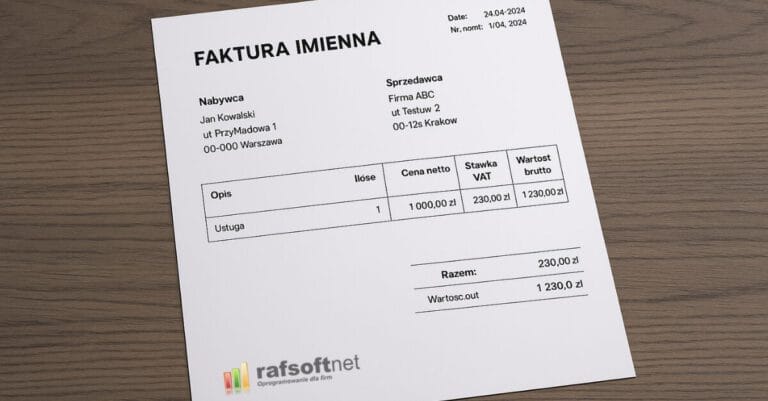 Faktura imienna 2025