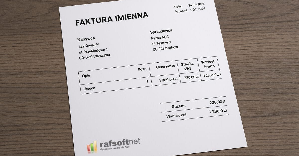 Faktura imienna 2025